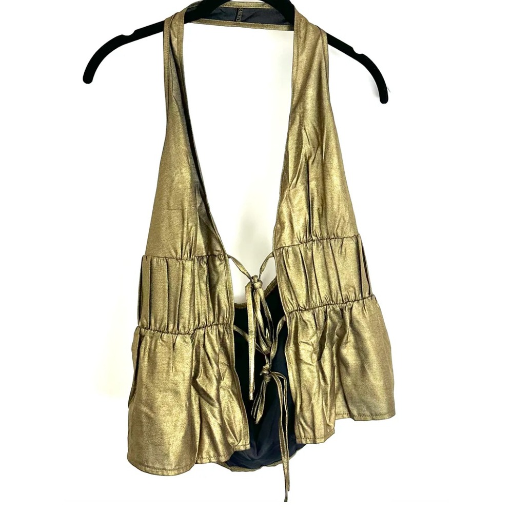 CIDER METALLIC GOLD TOP - MEDIUM NWT
